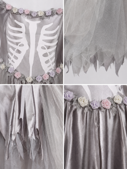 Gothic Skeleton Costume Dress for Halloween
