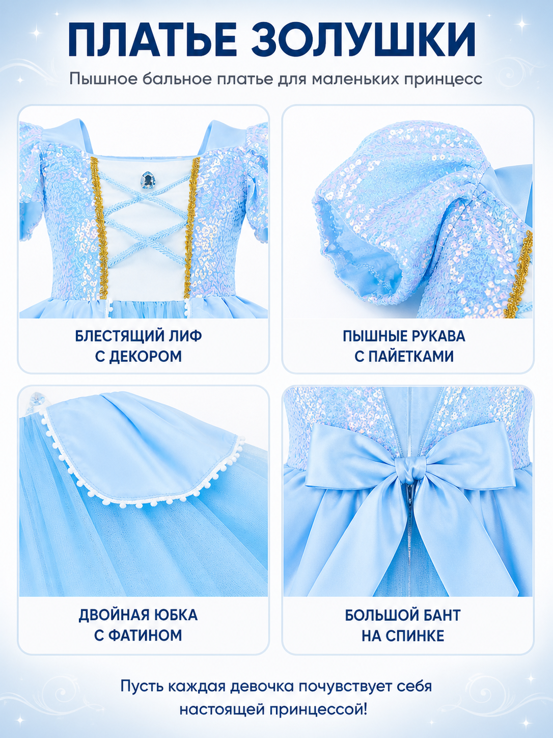 Blue Glitter Halloween Dress detail view