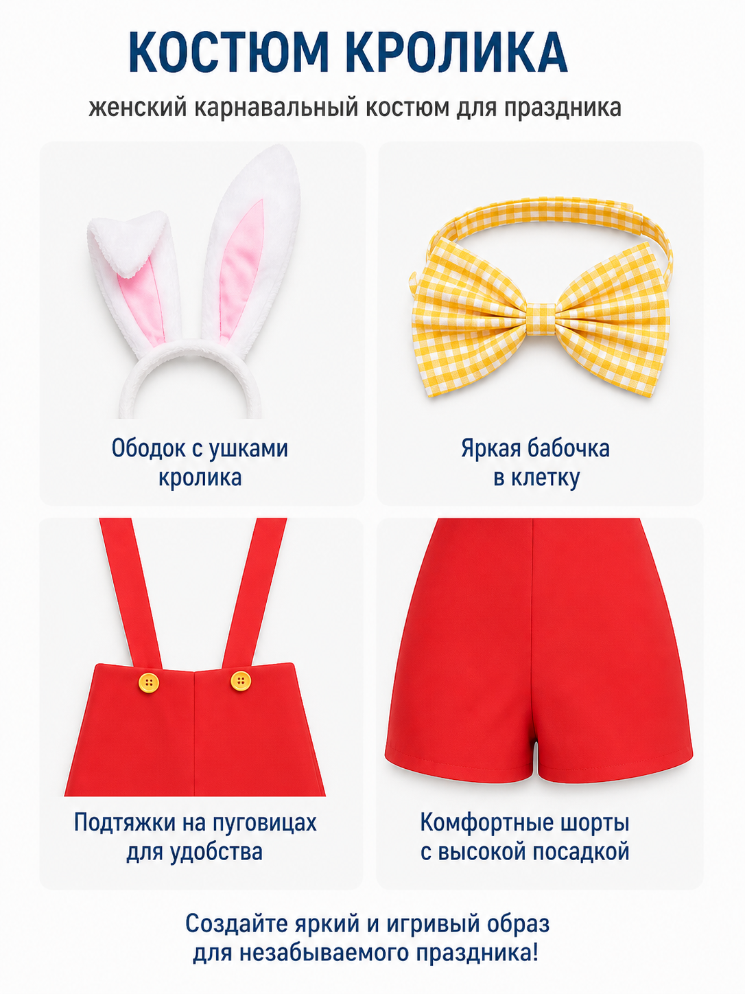Bunny Cosplay Costume, Red Shorts detail view