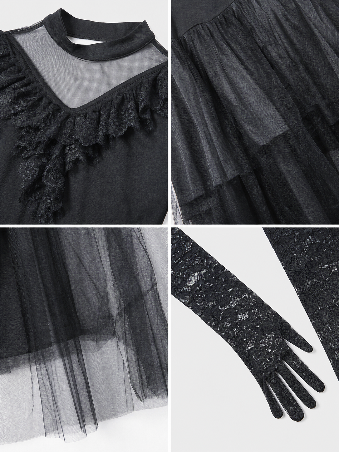 Gothic Dress with Veil and Long Gloves