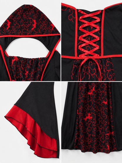 Long Gothic Vampire Cosplay Dress with Necklace
