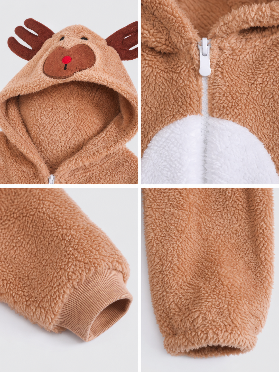 Reindeer costume with hood and zipper