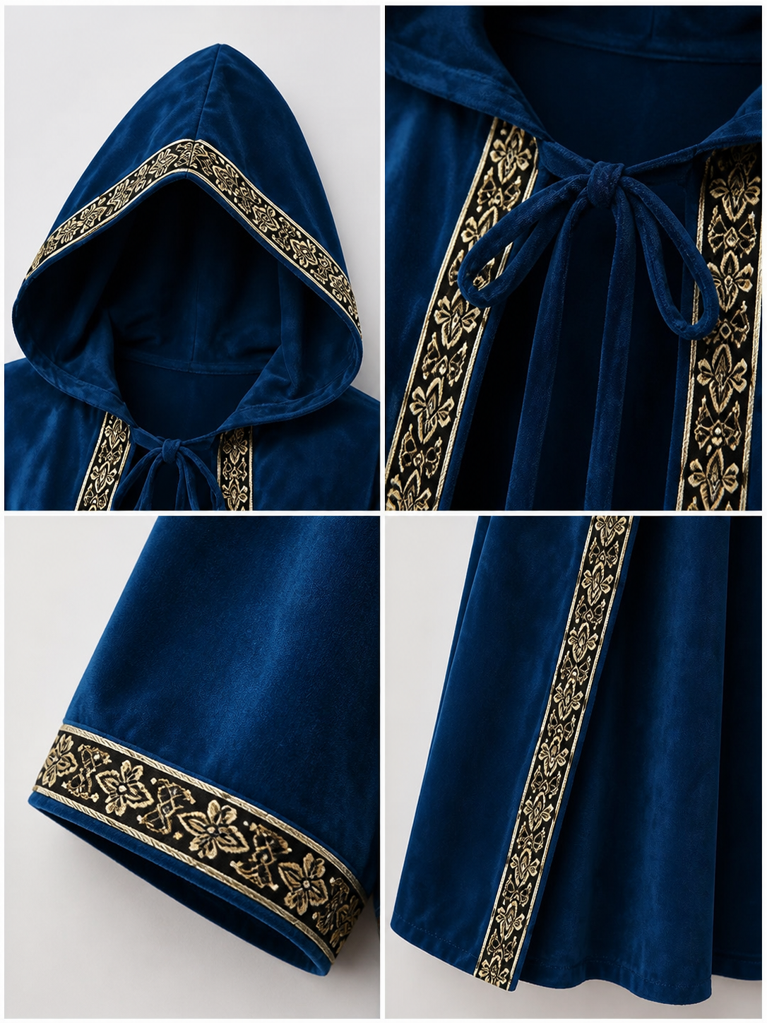 Dark Blue Hooded Wizard Robe for Cosplay