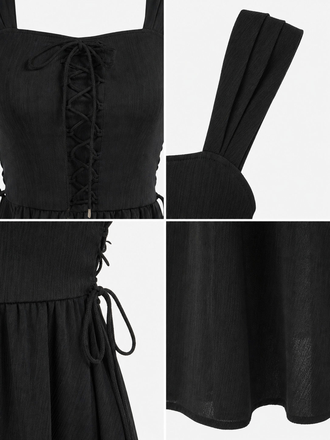 Black lace-up midi costume dress product view 21