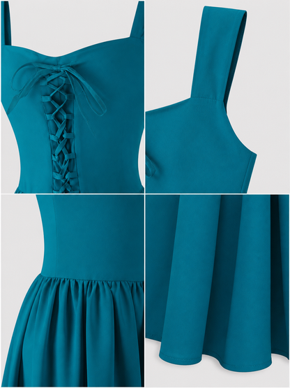 Teal Lace-Up Strap Dress product view 26