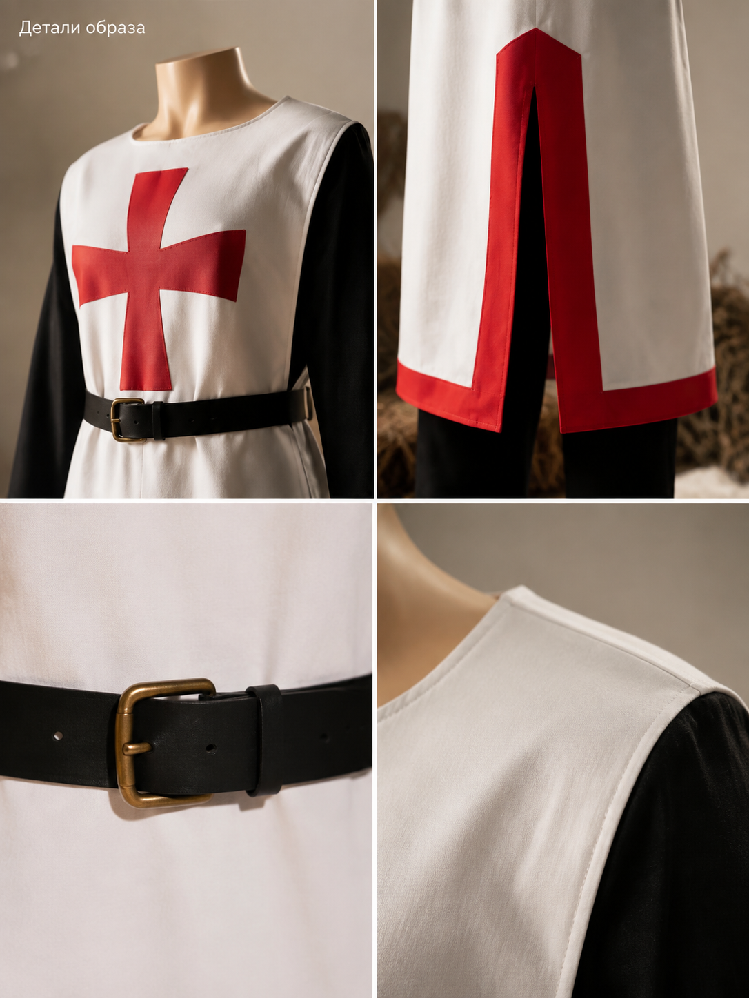 Medieval Templar Cloak for Halloween and Stage Performances