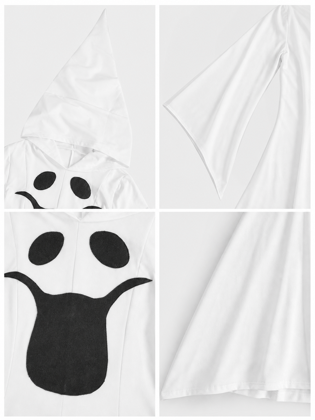 Ghost costume with hood, dress with gloves