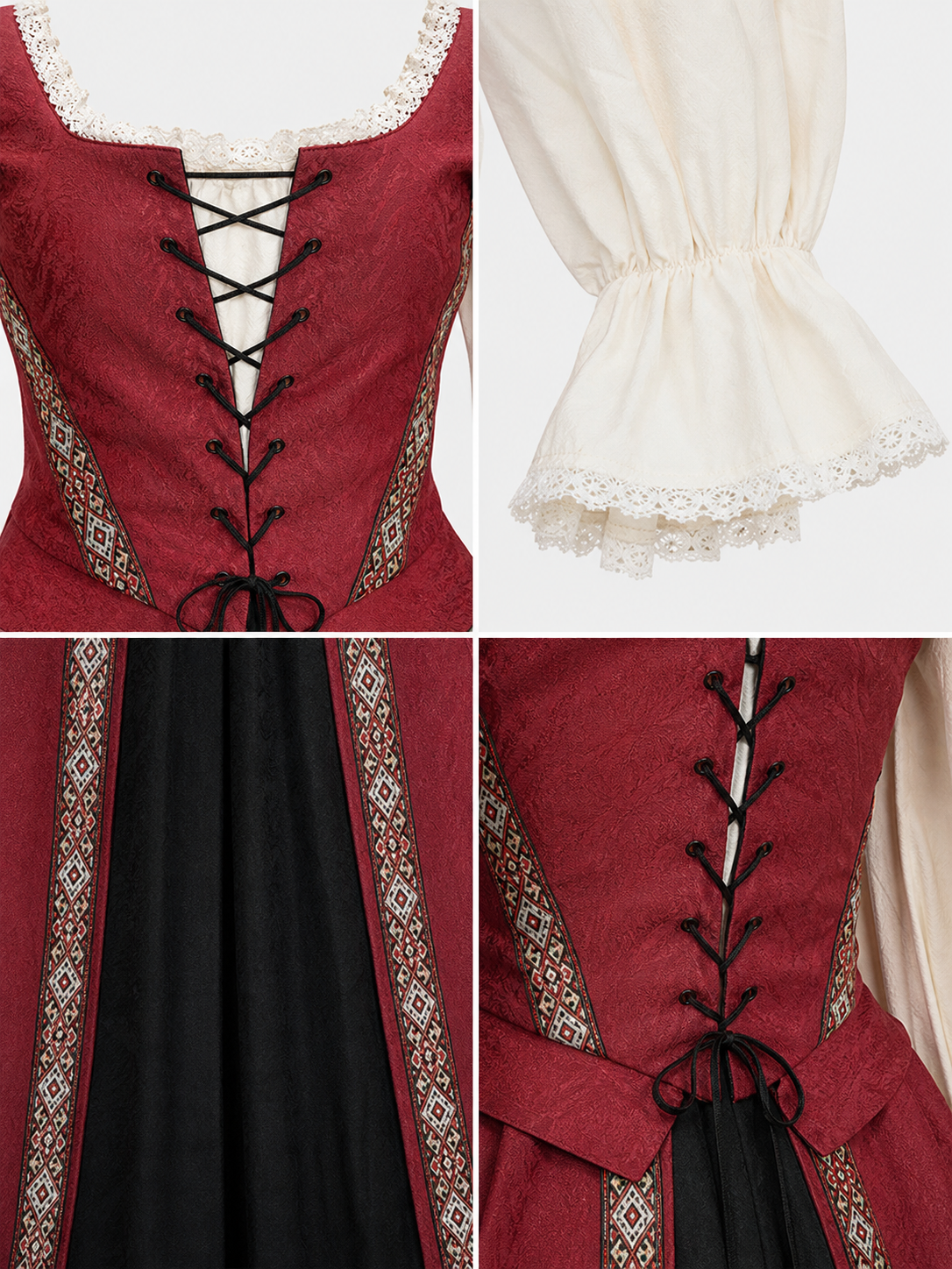 Renaissance-Style Dress with a Square Neckline