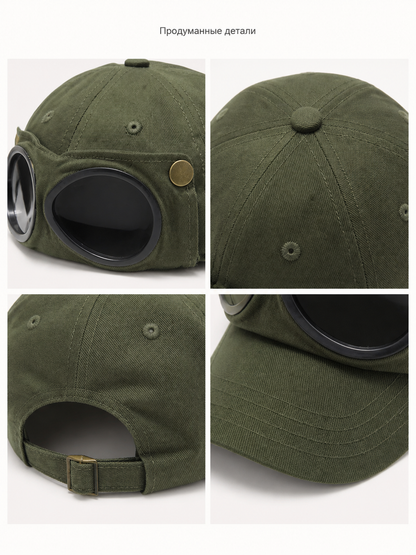Carnival headwear, khaki cap with goggles