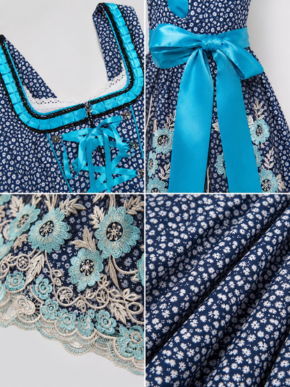 Embroidered Lace-Trimmed Ethnic-Style Dress detail view
