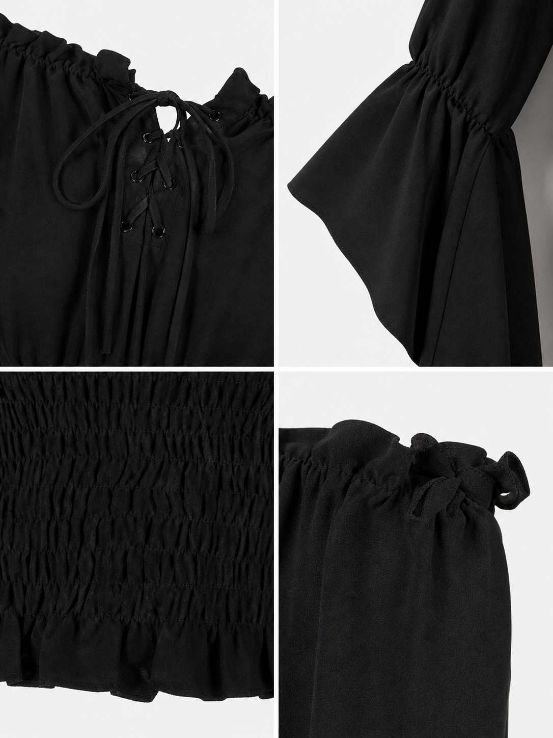 Black Cropped Off-the-Shoulder Blouse