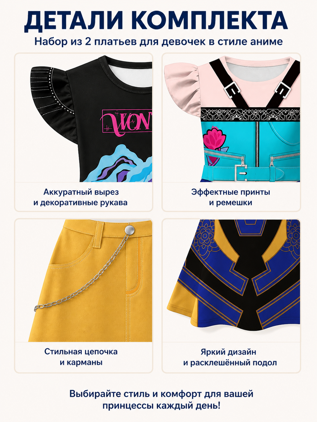 Set of Carnival Dresses with Ruffles and Chains