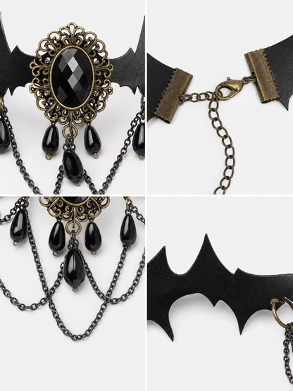 Layered gothic choker necklace with pendant