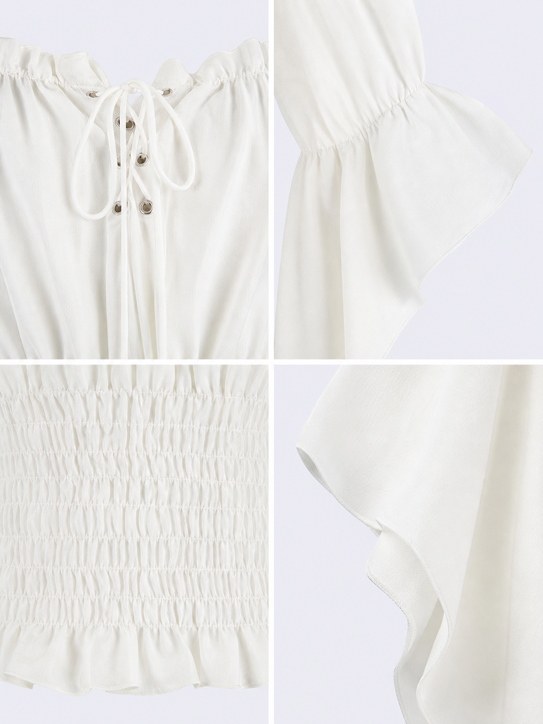 Off-the-Shoulder Lace-Up Crop Blouse