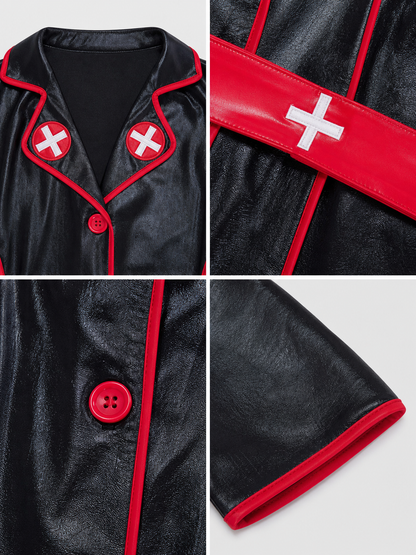 Medical Staff Role-Play Costume with Shorts and Cap detail view
