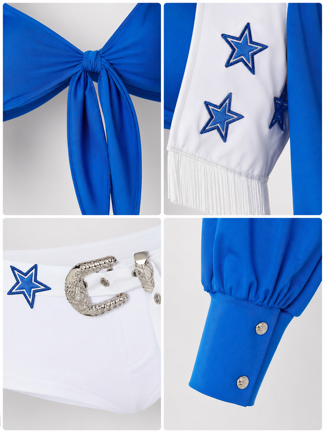 Blue and White Stage Costume with Stars and Fringe