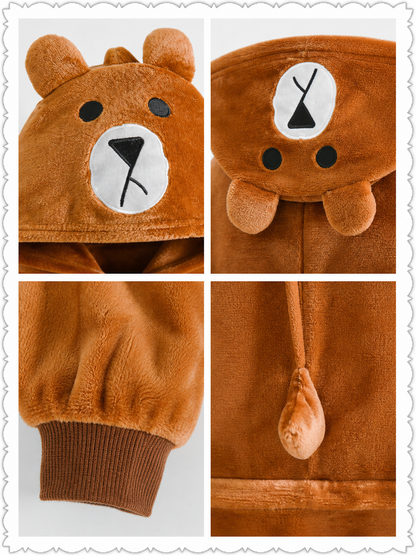 Plush Hooded Bear Kigurumi Jumpsuit
