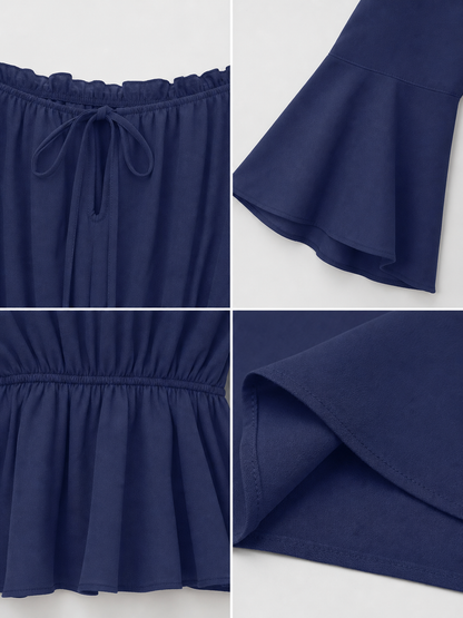 Off-the-Shoulder Blouse with Long Sleeves