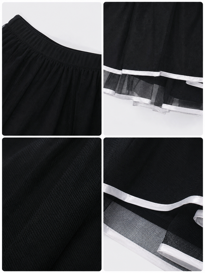 Black-and-White Striped Stage Costume with Skirt