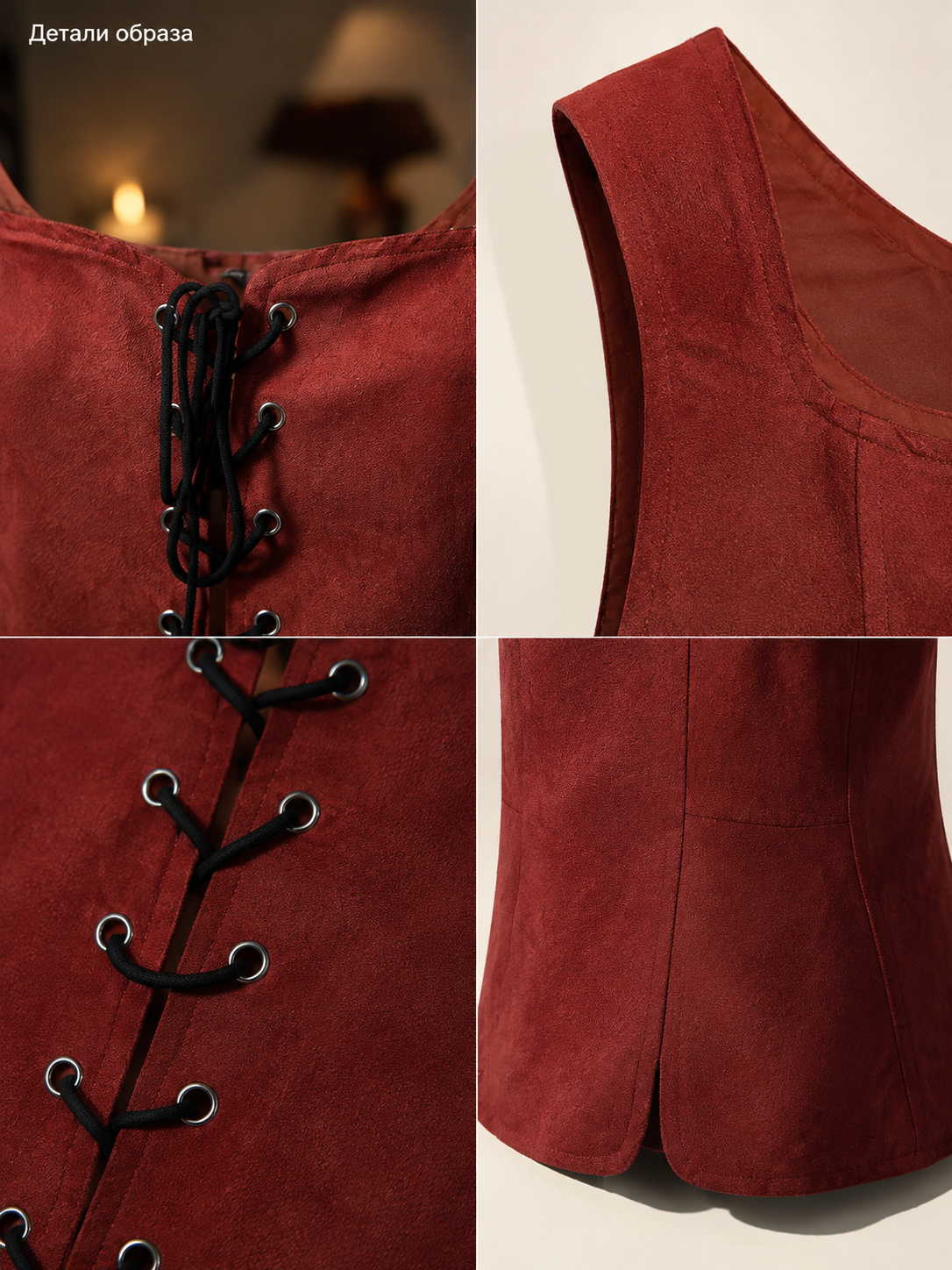 Renaissance-Style Lace-Up Vest for Performances detail view