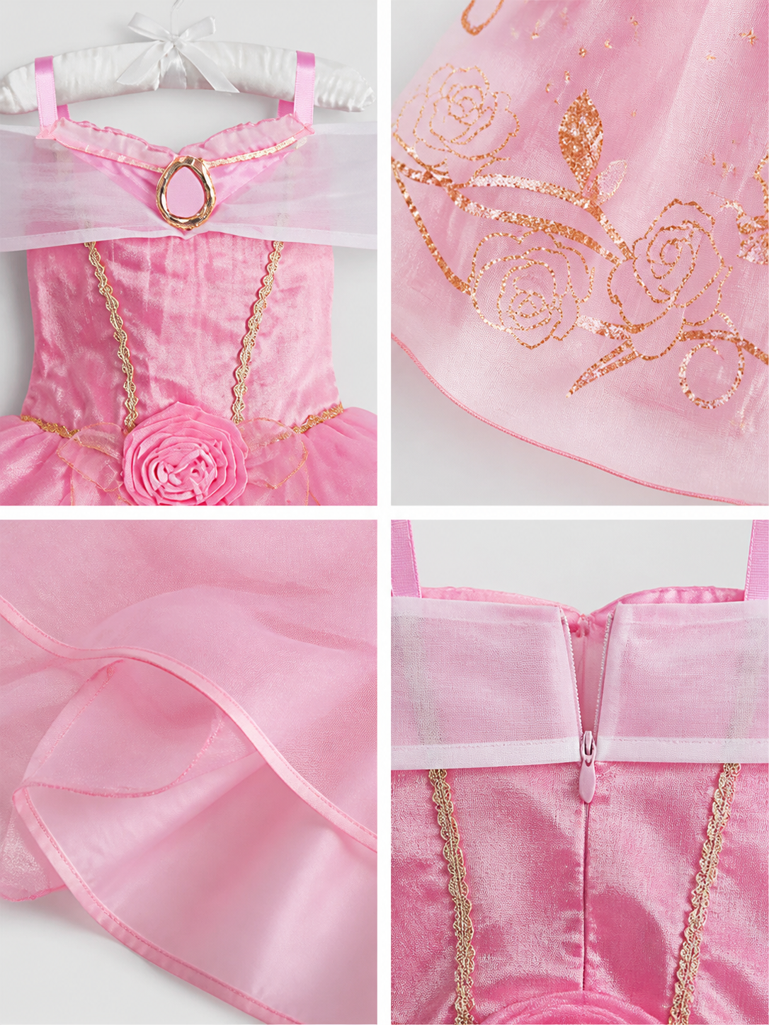 Halloween Princess Costume with Pink Dress detail view