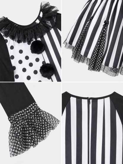 Halloween Clown Costume, Black-and-White Dress