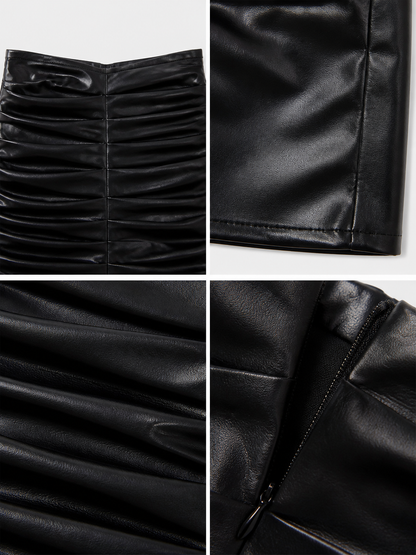 Black High-Waisted Mini Skirt with Ruffles