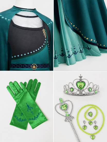 Turquoise Princess Costume for Halloween detail view