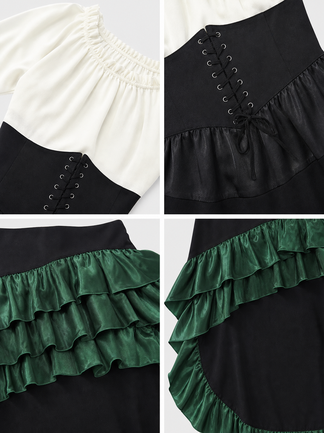 Asymmetrical Costume Dress with Ruffles and Lacing