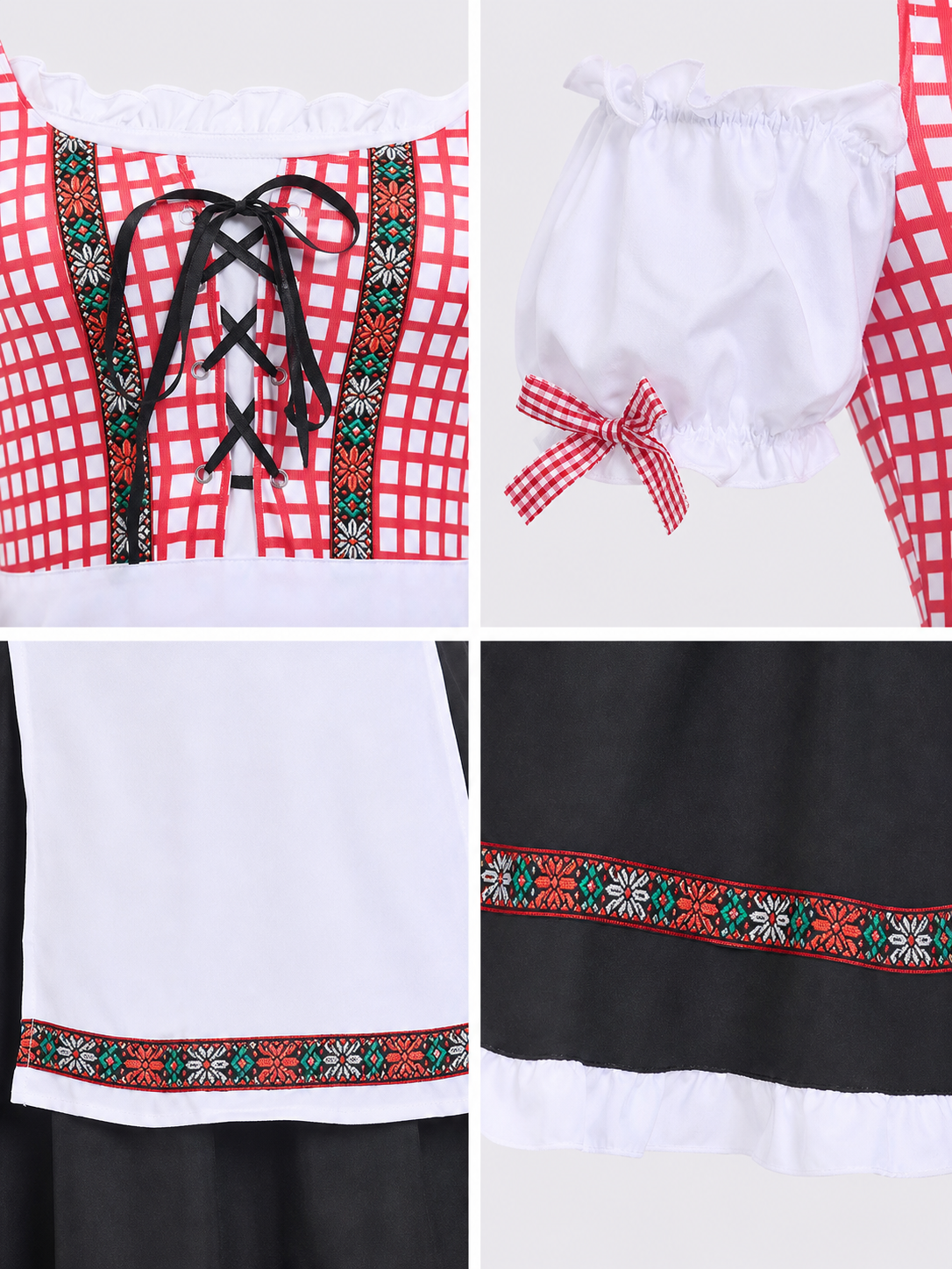 Ethnic Costume Dress with Apron and Lace-Up Detail