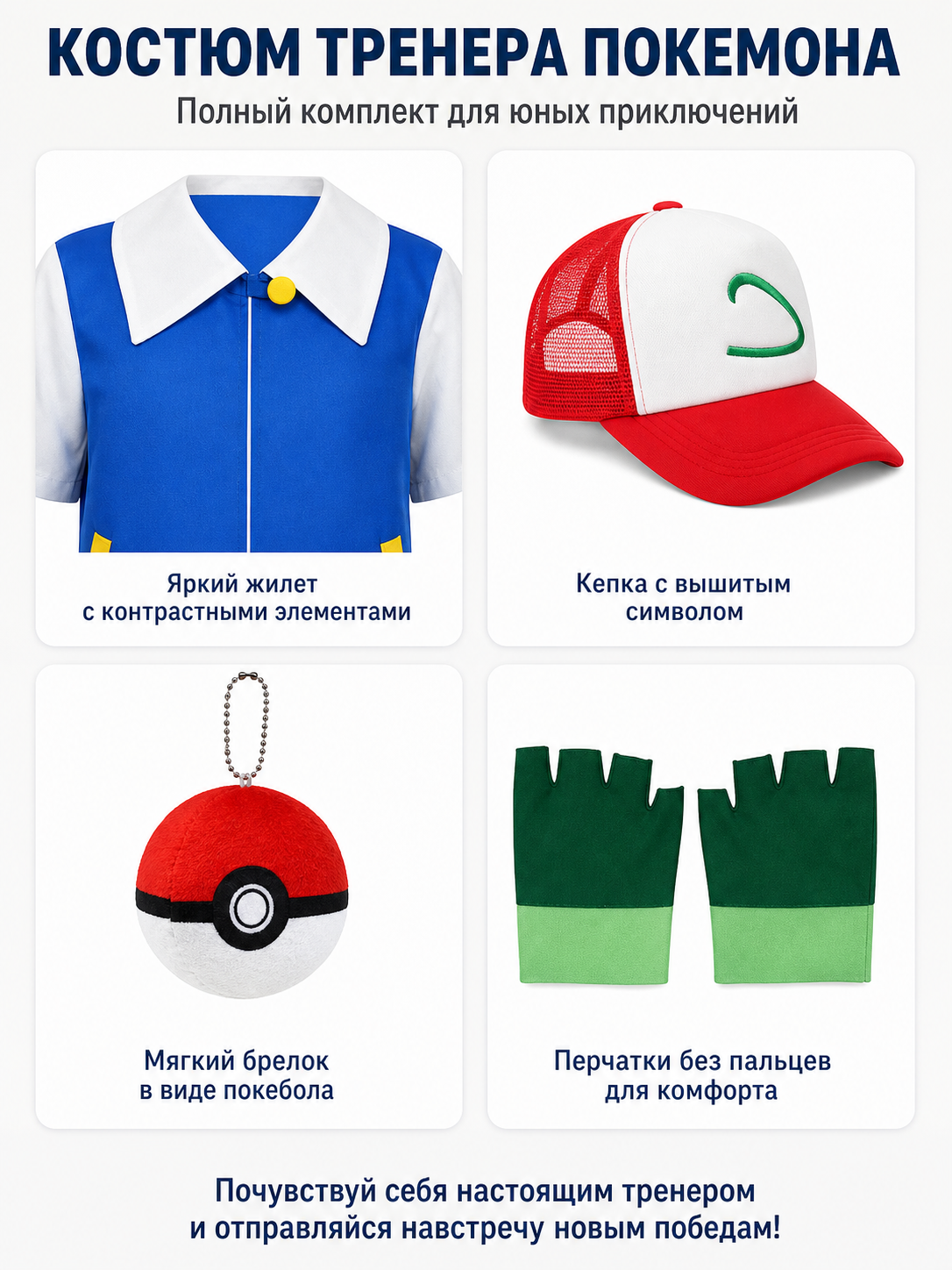 Children’s cosplay costume: jacket, cap, gloves product detail composite