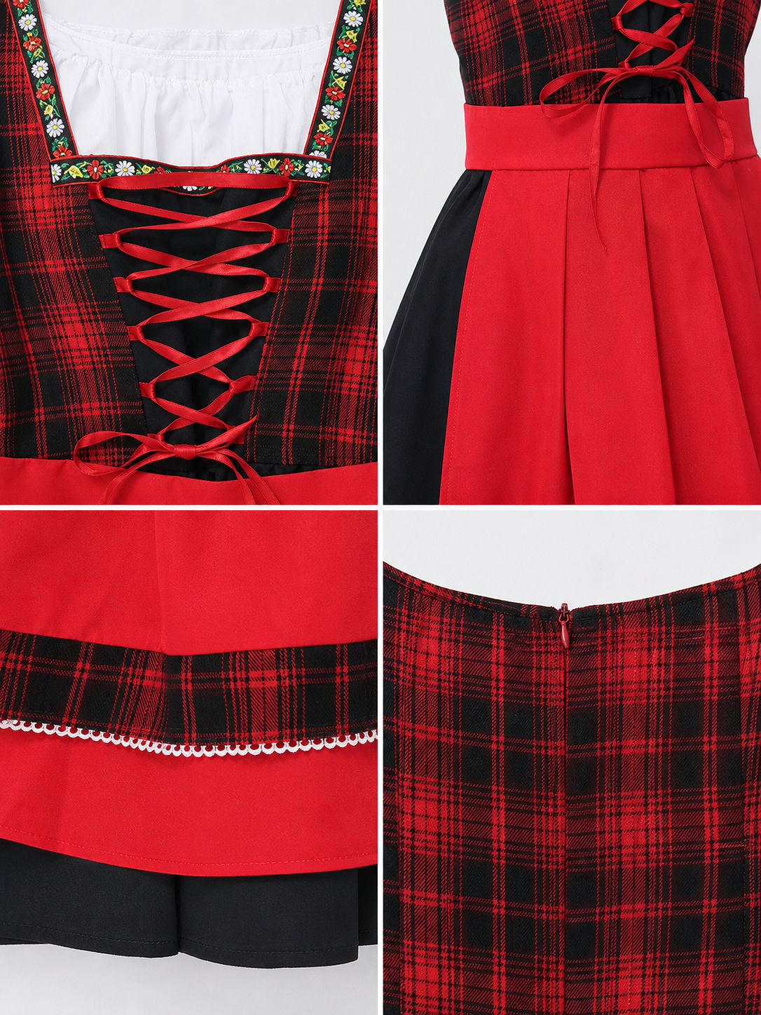 Plaid Oktoberfest-style costume dress