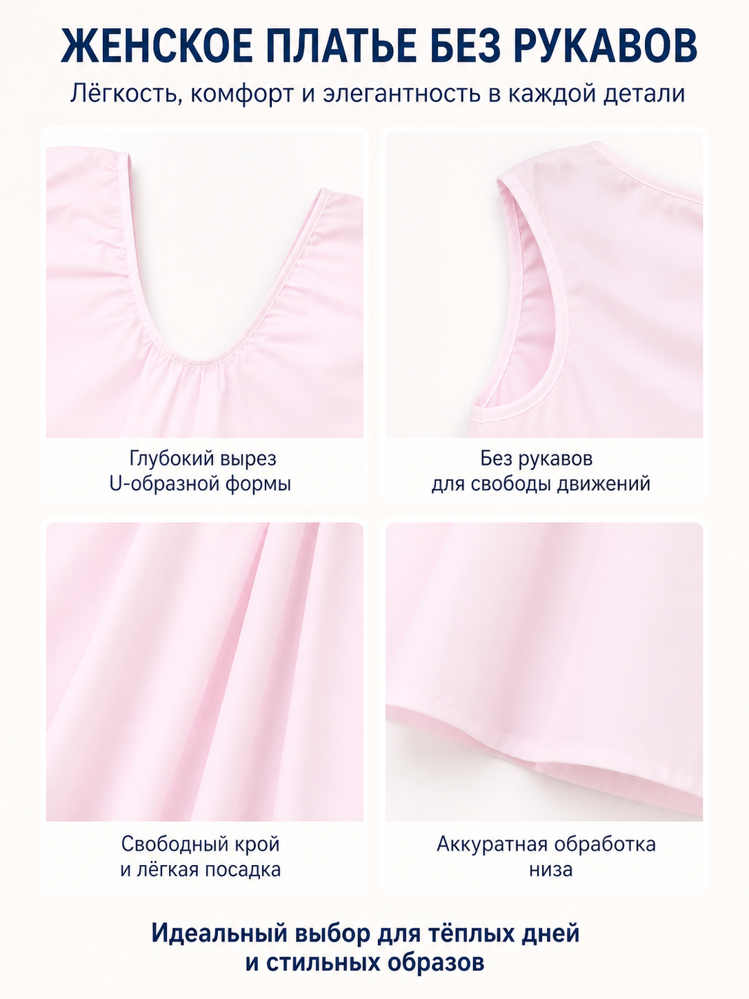 Sleeveless A-Line Dress with a U-Neckline
