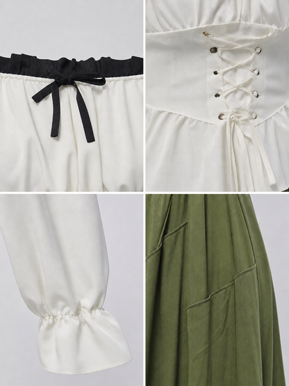 Off-the-shoulder blouse with corset lacing