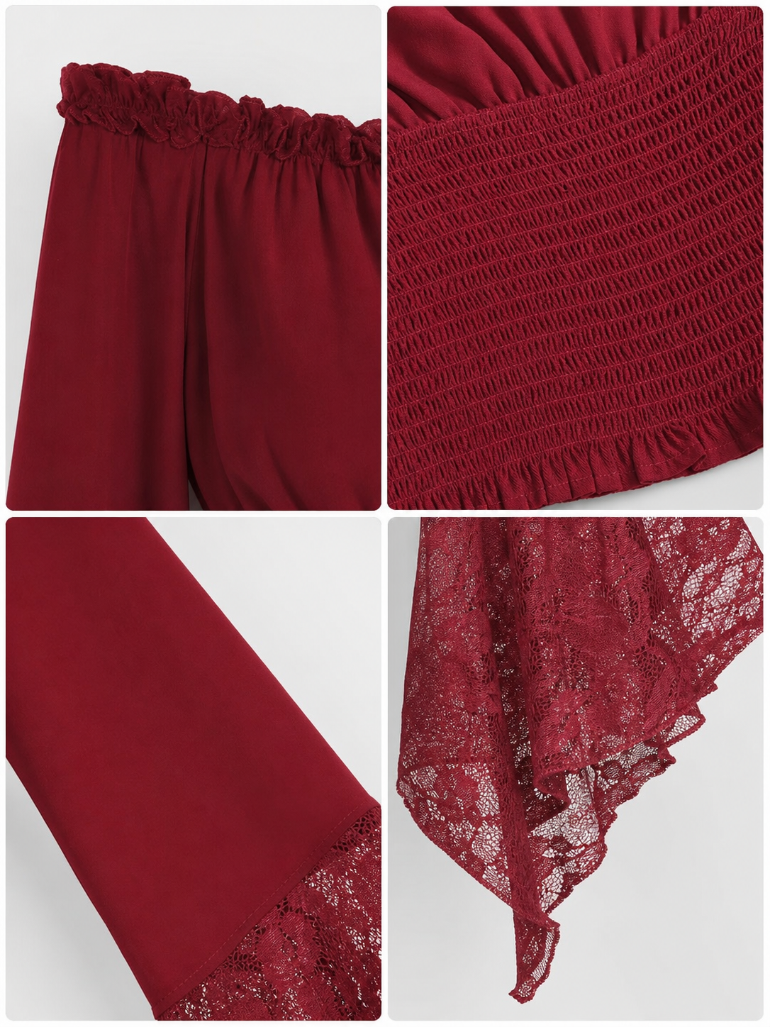 Off-Shoulder Blouse with Lace Cuffs