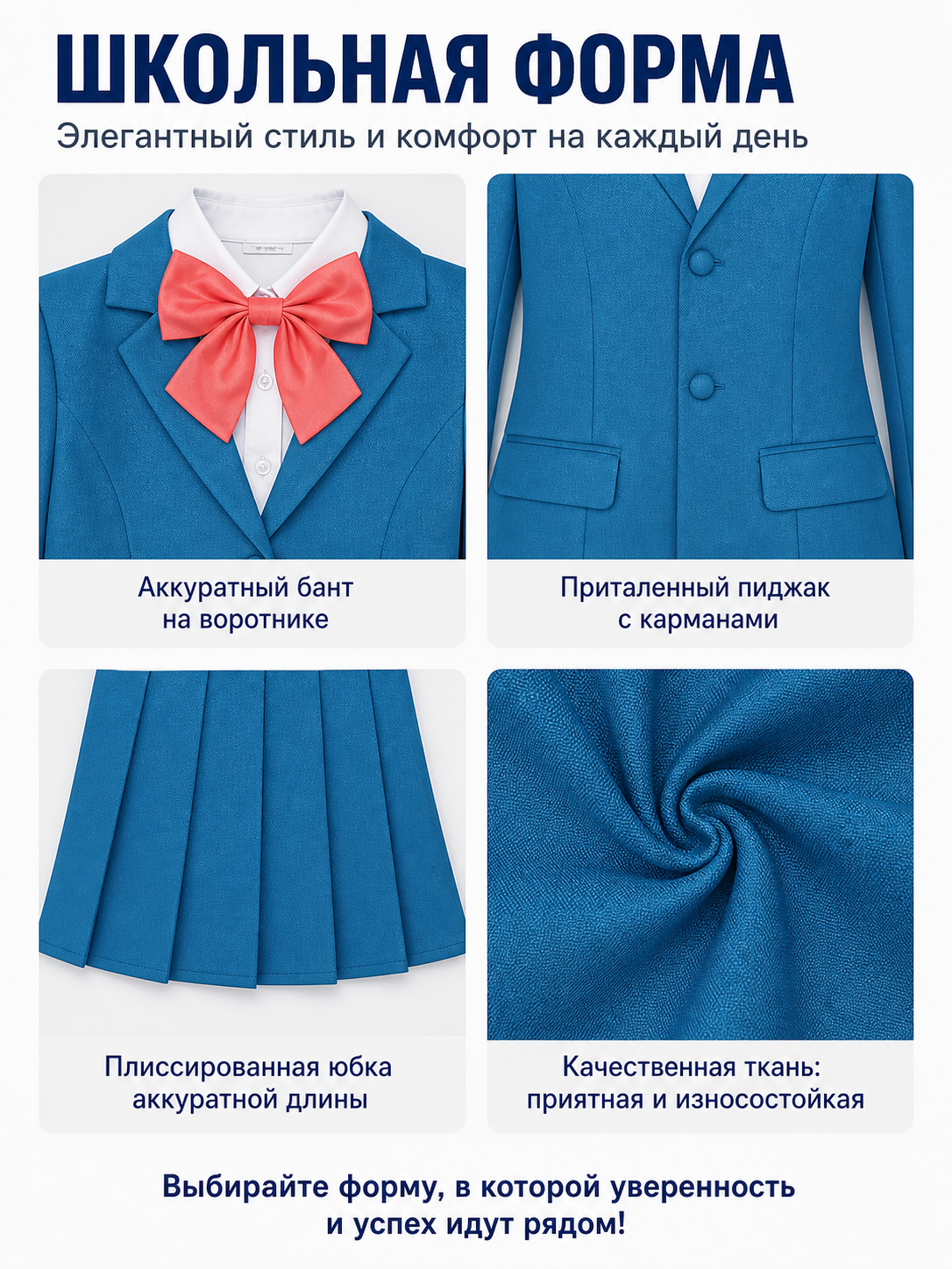 School Uniform Set with Pleated Skirt detail view