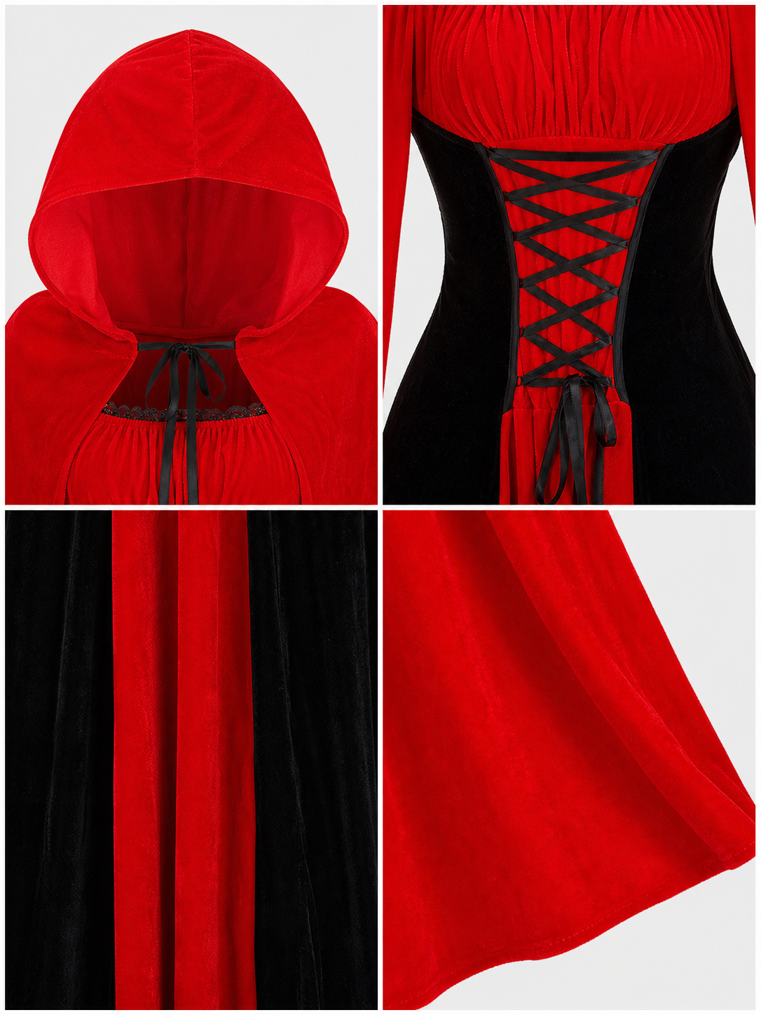 Vampire Costume with Dress and Hood for Halloween