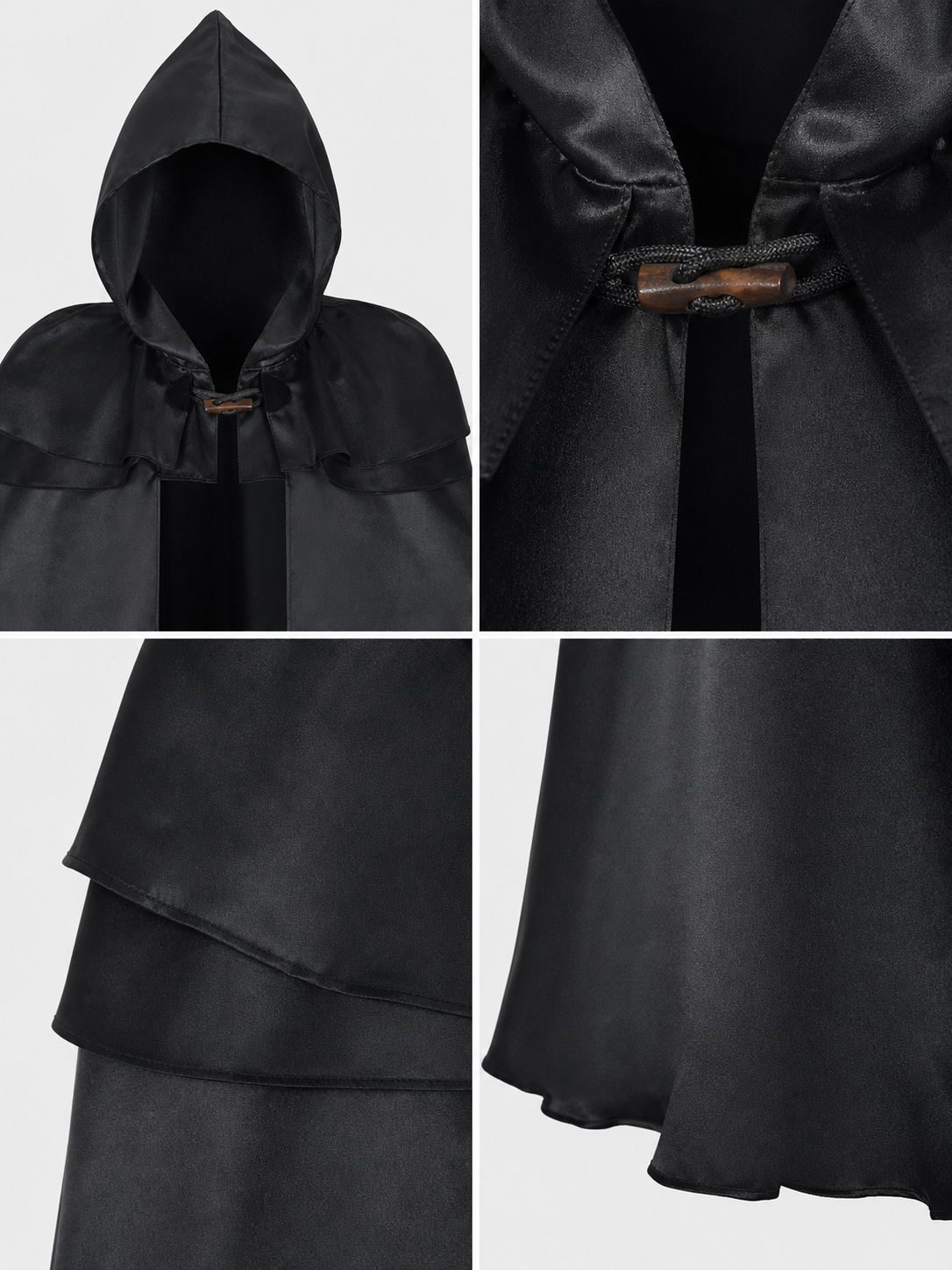 Black Hooded Cloak with Necklace
