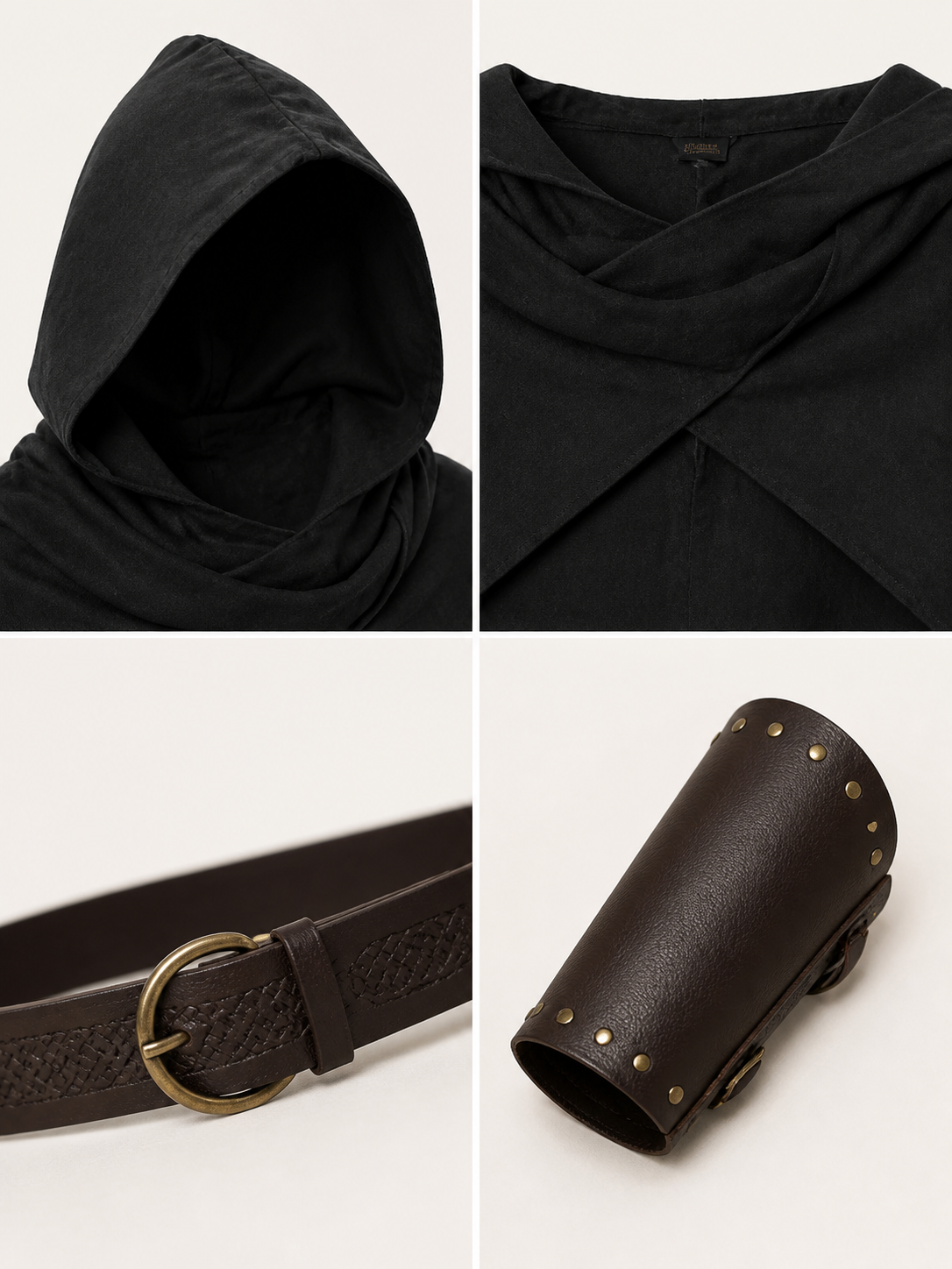 Medieval Hooded Cape for Cosplay, Black