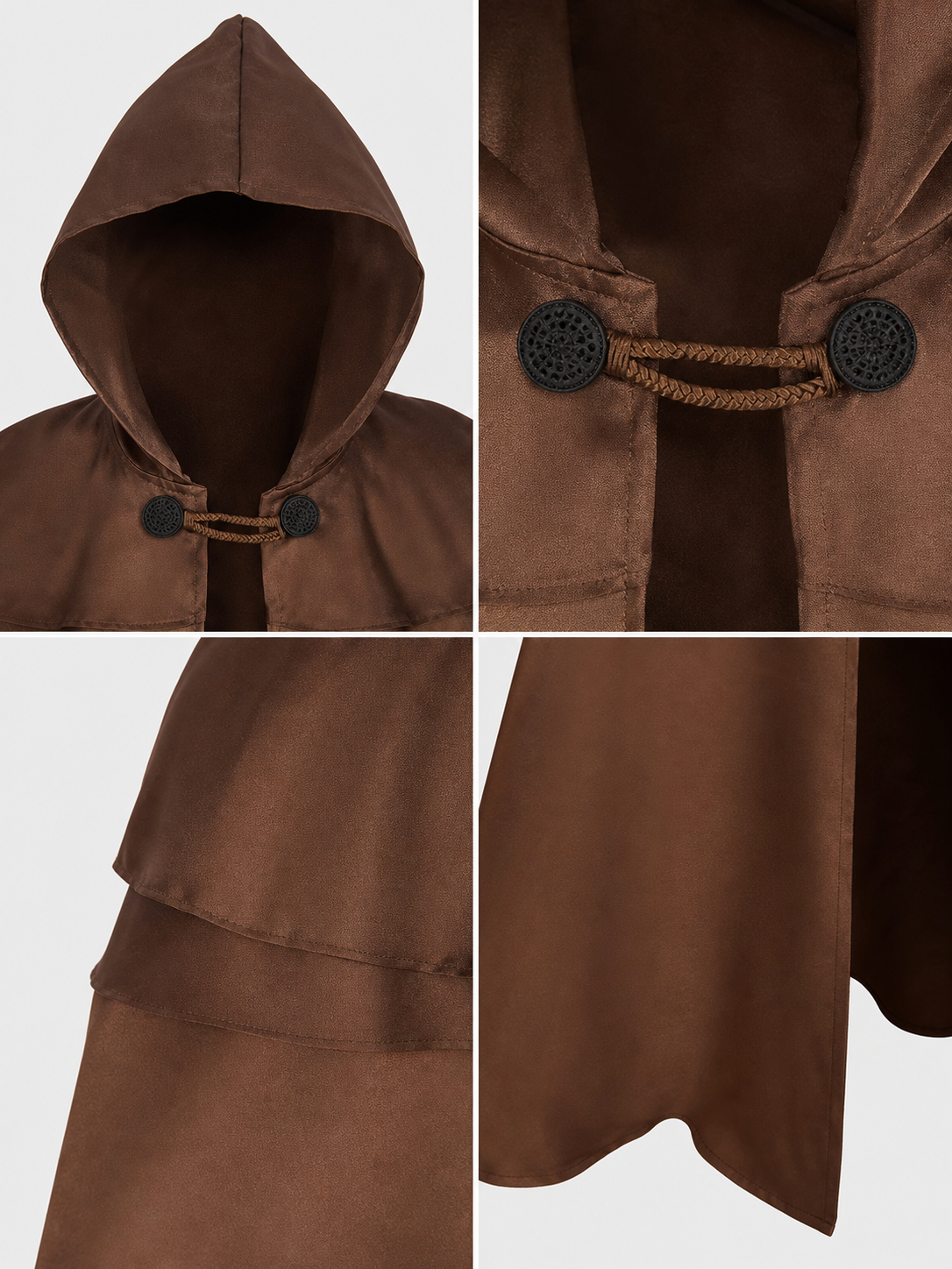 Brown Viking Hooded Cloak Cape