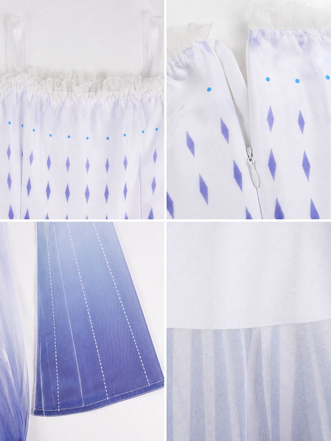 Elsa Cosplay Dress with Capes and Gradient