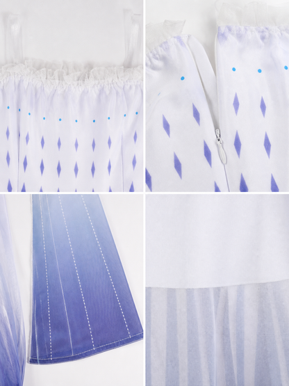Elsa Cosplay Dress with Capes and Gradient