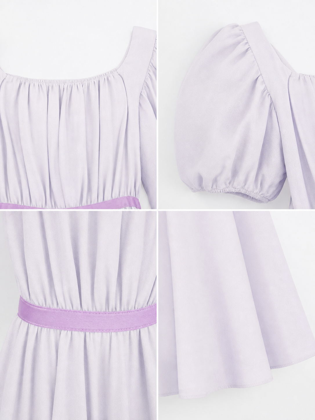 Regency-Style Retro Dress with Belt and Puff Sleeves