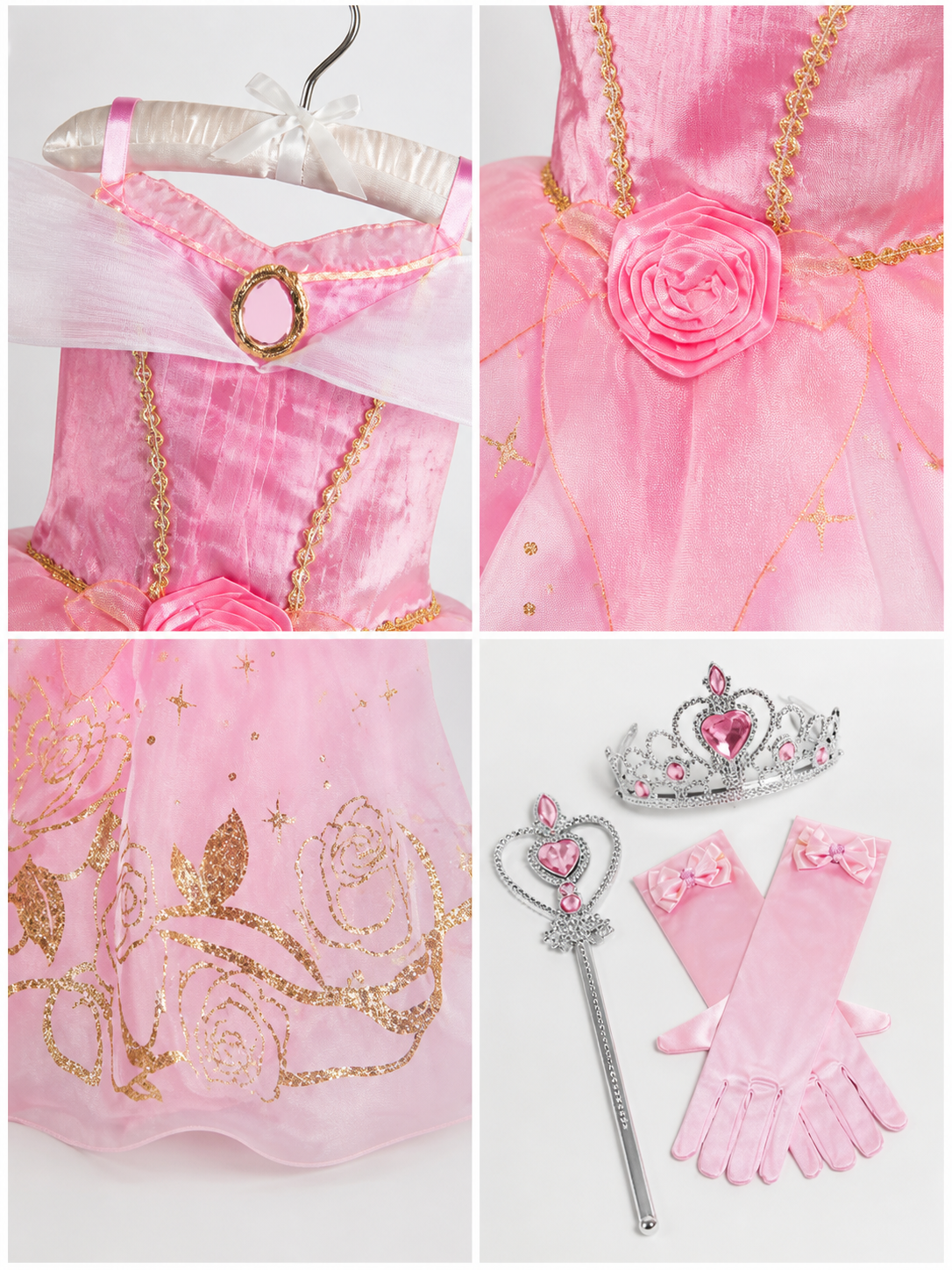 Halloween Princess Costume with Rose detail view