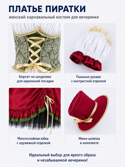 Short Bavarian Dress with Puff Sleeves detail view
