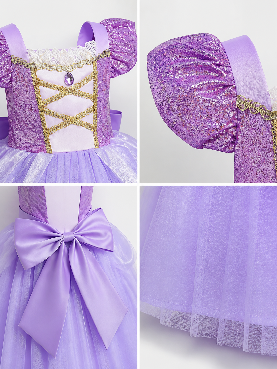 Purple Princess Costume for Halloween detail view