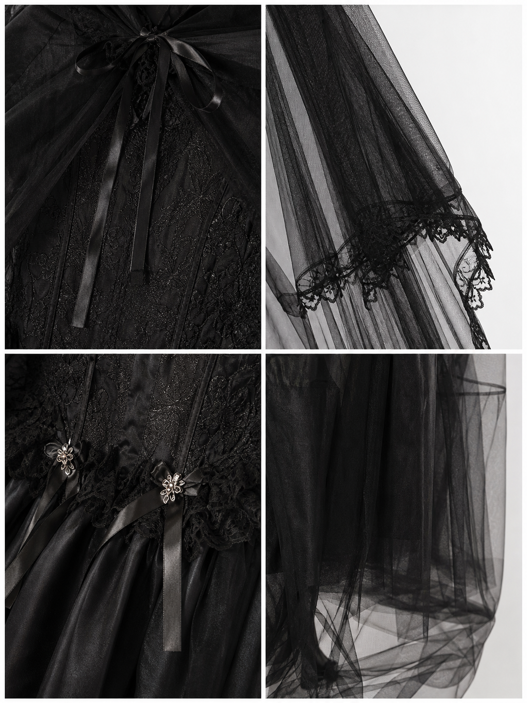 Gothic Hooded Costume with Sheer Cape