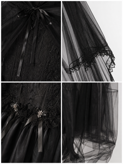 Gothic Hooded Costume with Sheer Cape