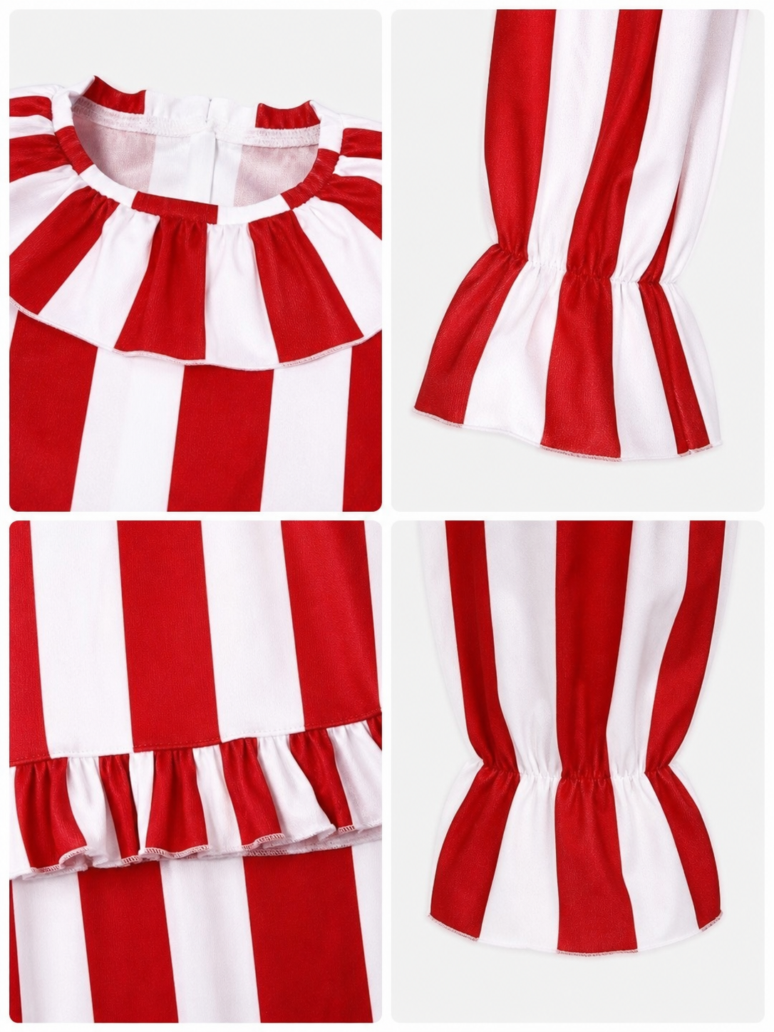 Red and White Striped Clown Costume for Cosplay