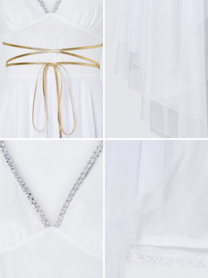 Cleopatra Costume Dress with Cape and Gold Details